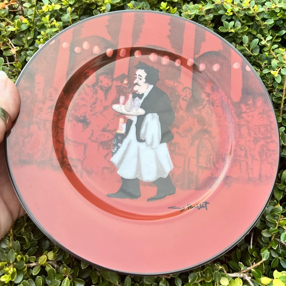 Williams Sonoma Guy Buffet Les Garcons Sommelier Waiter Salad/Dessert Plate Set5